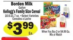 Sellers Bros Borden Milk Gallon, Kellogg's Family Size Cereal offer