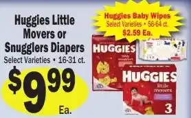 Sellers Bros Huggies Little Movers or Snugglers Diapers offer