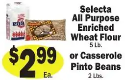 Sellers Bros Selecta All Purpose Enriched Wheat Flour, or Casserole Pinto Beans offer