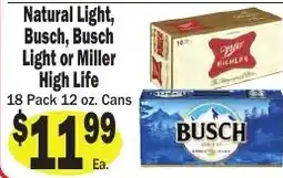 Sellers Bros Natural Light, Busch, Busch Light or Miller High Life offer
