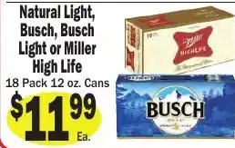 Sellers Bros Natural Light, Busch, Busch Light or Miller High Life offer