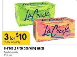 Raley's 8 Pack La Croix Sparkling Water offer