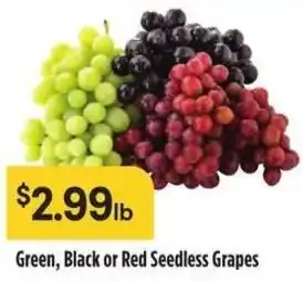 Raley's Green, Black or Red Seedless Grapes offer