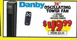 Ollie's Danby OSCILLATING 36 TOWER FAN offer