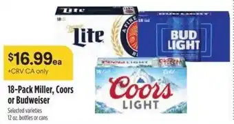 Raley's Miller, Coors or Budweiser offer