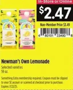 Raley's Newman's Own Lemonade offer