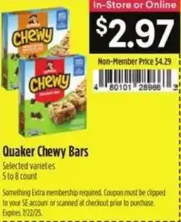Raley's Quaker chewy bars offer