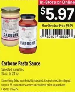 Raley's Carbone pasta sauce offer