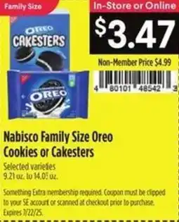 Raley's Nabisco Family Size Oreo Cookies or Cakesters offer
