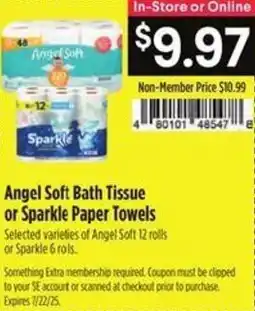 Raley's Angel soft bath tissue or sparkle paper towels offer