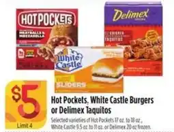 Raley's Hot pockets, white castle burgers or delimex taquitos offer