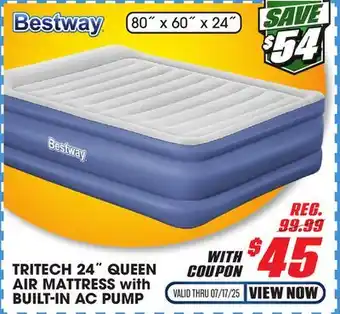 Big 5 Bestway Tritech Air Mattress Queen 24 with Built-in AC Pump offer