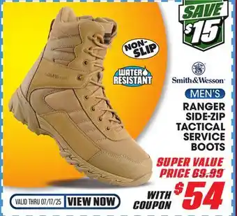 Big 5 Smith & Wesson Ranger Side-Zip Water Resistant Men's Tactical Service Boots offer