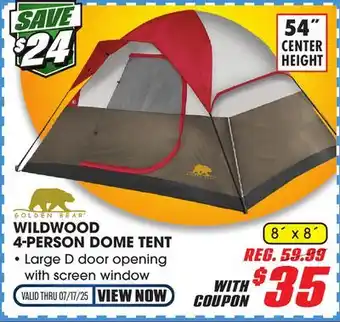 Big 5 Golden Bear Wildwood 4-Person Dome Tent offer