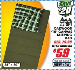 Big 5 World Famous Sports Oakwood -10° Canvas Sleeping Bag offer