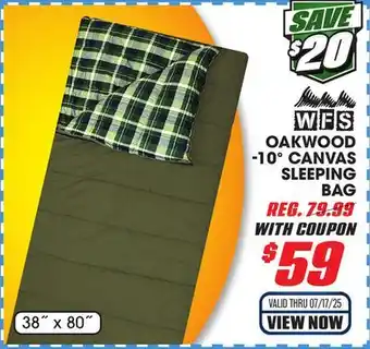 Big 5 World Famous Sports Oakwood -10° Canvas Sleeping Bag offer