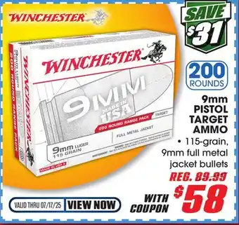 Big 5 Winchester 9mm 200-Round Pistol Target Ammunition offer