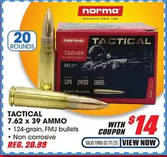 Big 5 Norma Tactical 7.62x39 Ammo offer