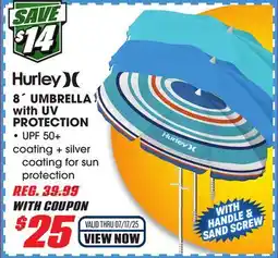 Big 5 Hurley 8' Umbrella with UV Protection offer