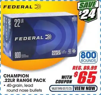 Big 5 Federal Champion 22LR 800-Round Range Pack offer