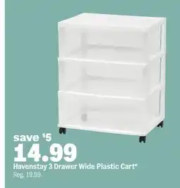 Meijer Havenstay 3 Drawer Wide Plastic Cart offer