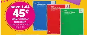 Meijer Meijer 70 Sheet Notebook offer