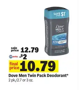 Meijer Dove Men Twin Pack Deodorant offer
