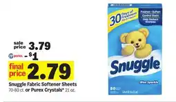 Meijer Snuggle Fabric Softener Sheets 70-80 ct. or Purex Crystals* 21 oz offer