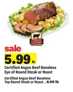 Meijer Certified Angus Beef Boneless Top Round Steak or Roast offer