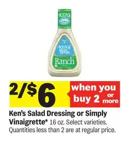 Meijer Ken's Salad Dressing or Simply Vinaigrette offer