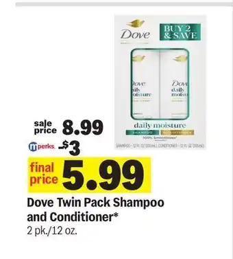 Meijer Dove Twin Pack Shampoo and Conditioner offer