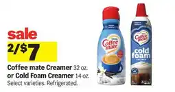 Meijer Coffee mate Creamer 32 oz. or Cold Foam Creamer 14 oz offer
