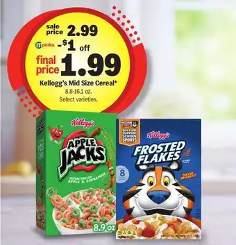 Meijer Kellogg's Mid Size Cereal offer