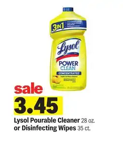 Meijer Lysol Pourable Cleaner 28 oz. or Disinfecting Wipes 35 ct offer