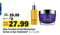 Meijer Olay Premium Facial Moisturizer, Serum or Eye Treatment offer