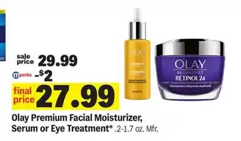 Meijer Olay Premium Facial Moisturizer, Serum or Eye Treatment offer