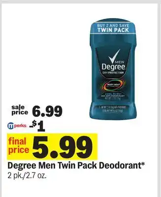 Meijer Degree Men Twin Pack Deodorant offer