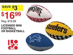 Dunham's Sports LICENSED MINI FOOTBALL OR BASKETBALL offer