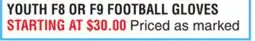 Dunham's Sports YOUTH F8 OR F9 FOOTBALL GLOVES offer