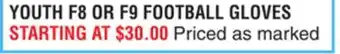 Dunham's Sports YOUTH F8 OR F9 FOOTBALL GLOVES offer