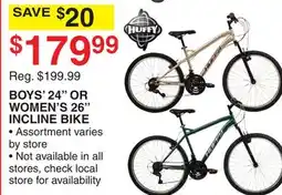 Dunham's Sports HUFFY BOYS' 24 OR WOMEN'S 26 INCLINE BIKE offer