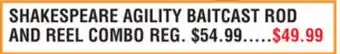 Dunham's Sports SHAKESPEARE AGILITY BAITCAST ROD AND REEL COMBO offer