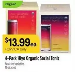 Raley's Hiyo Organic Social Tonic offer