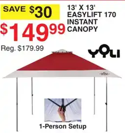 Dunham's Sports YOLI 13' X 13' EASYLIFT 170 INSTANT CANOPY 1-PERSON SETUP offer