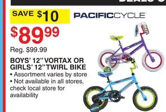 Dunham's Sports BOYS' 12 VORTAX OR GIRLS' 12 TWIRL BIKE offer