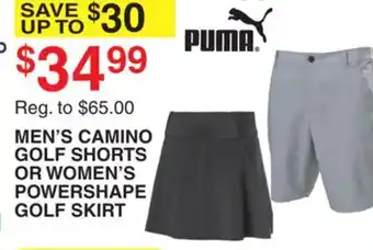 Dunham's Sports MEN'S CAMINO GOLF SHORTS OR WOMEN'S POWERSHAPE GOLF SKIRT offer