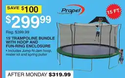 Dunham's Sports PROPEL TRAMPOLINES 15' TRAMPOLINE BUNDLE WITH HOOP AND FUN-RING ENCLOSURE offer