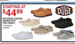 Dunham's Sports HEYDUDE CASUAL SHOES FOR THE FAMILY offer