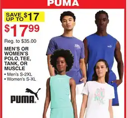 Dunham's Sports PUMA MEN'S OR WOMEN'S POLO, TEE, TANK, OR MUSCLE offer