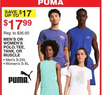 Dunham's Sports PUMA MEN'S OR WOMEN'S POLO, TEE, TANK, OR MUSCLE offer